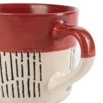 6x Red 450ml Dipped Dash Stoneware Coffee Mugs Large Rustic Ceramic Tea Cups Set - Image 4