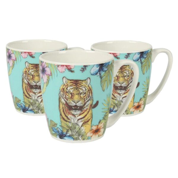 6x Reignforest Animal Fine China Coffee Mugs Vintage Tea Cups 300ml Tiger