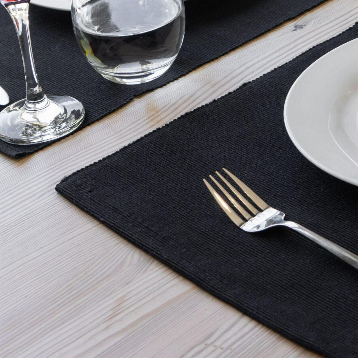 6x Ribbed Cotton Placemats Soft Woven Washable Dining Table Mats 48 x 33cm - Image 6