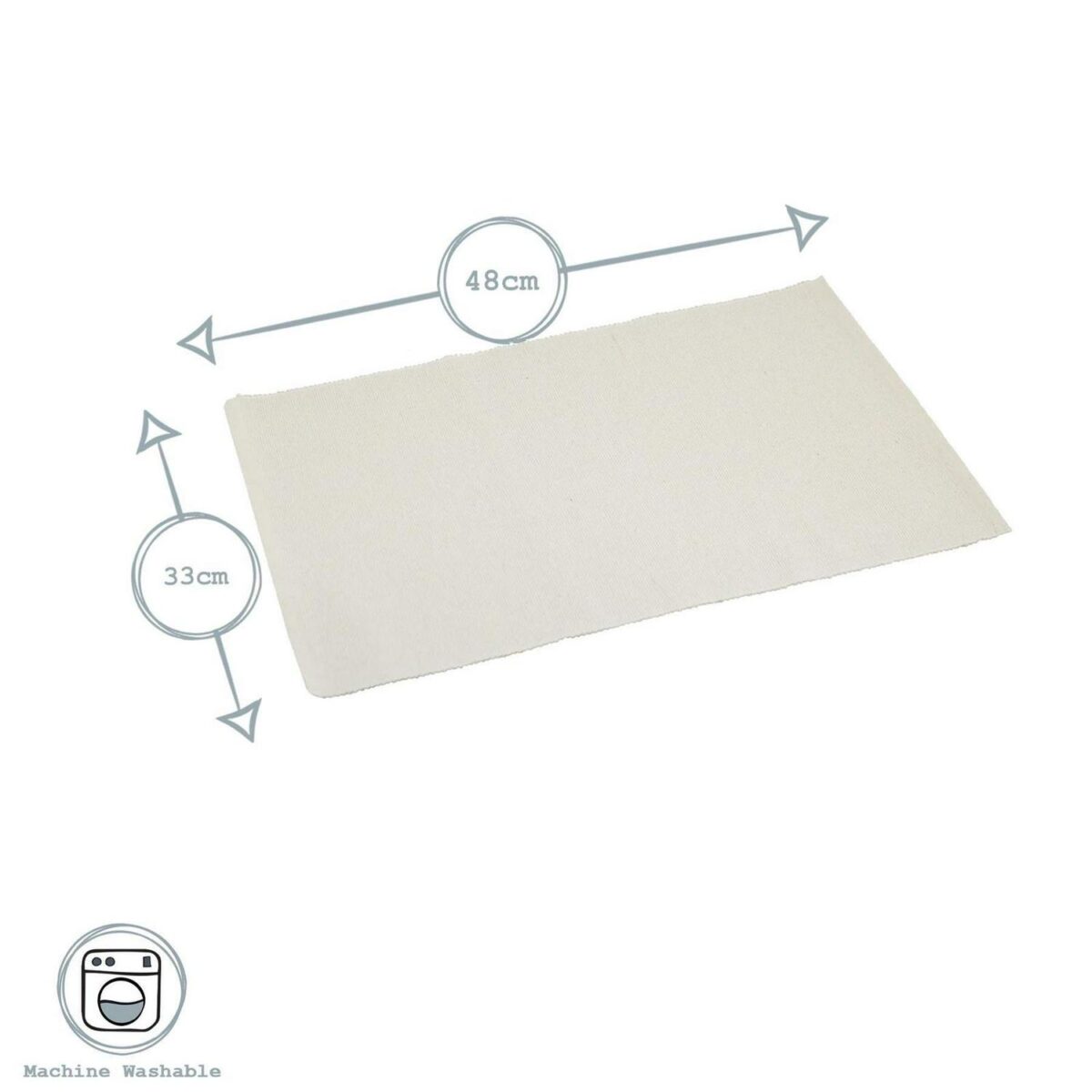 6x Ribbed Cotton Placemats Soft Woven Washable Dining Table Mats 48 x 33cm - Image 3