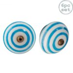 6x Round Ceramic Cabinet Knobs Cupboard Door Drawer Handles Light Blue Stripe