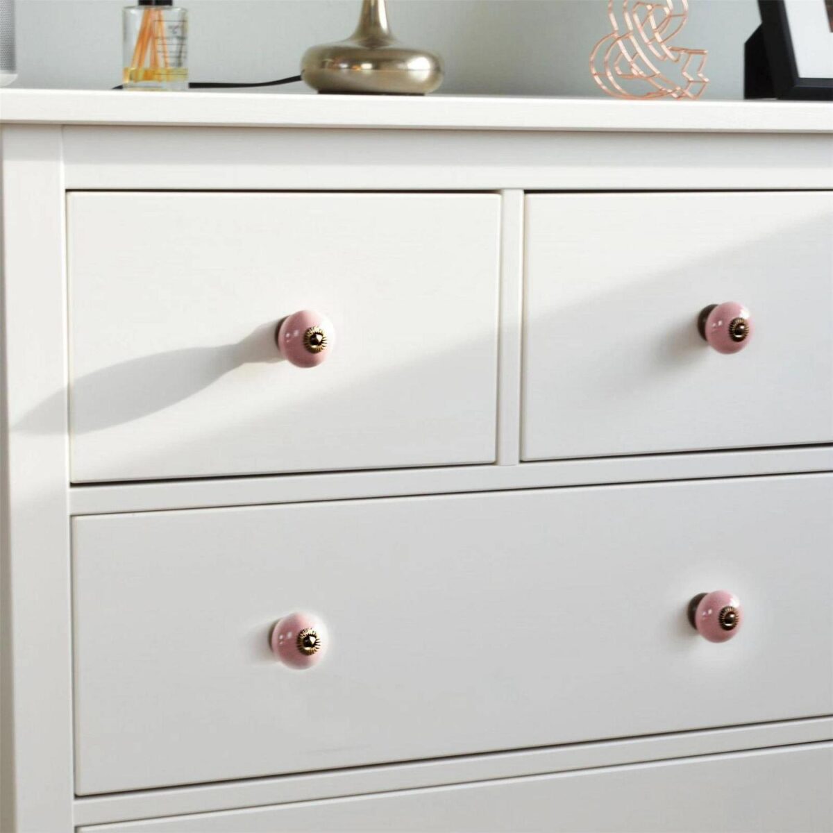 6x Round Ceramic Cabinet Knobs Vintage Cupboard Door Drawer Handles Pink - Image 7