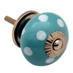 6x Round Ceramic Cabinet Knobs Cupboard Door Drawer Handles Turquoise Spot - Image 4