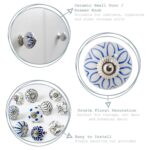 6x Round Ceramic Cabinet Knobs Vintage Cupboard Door Drawer Handles Light Blue - Image 2