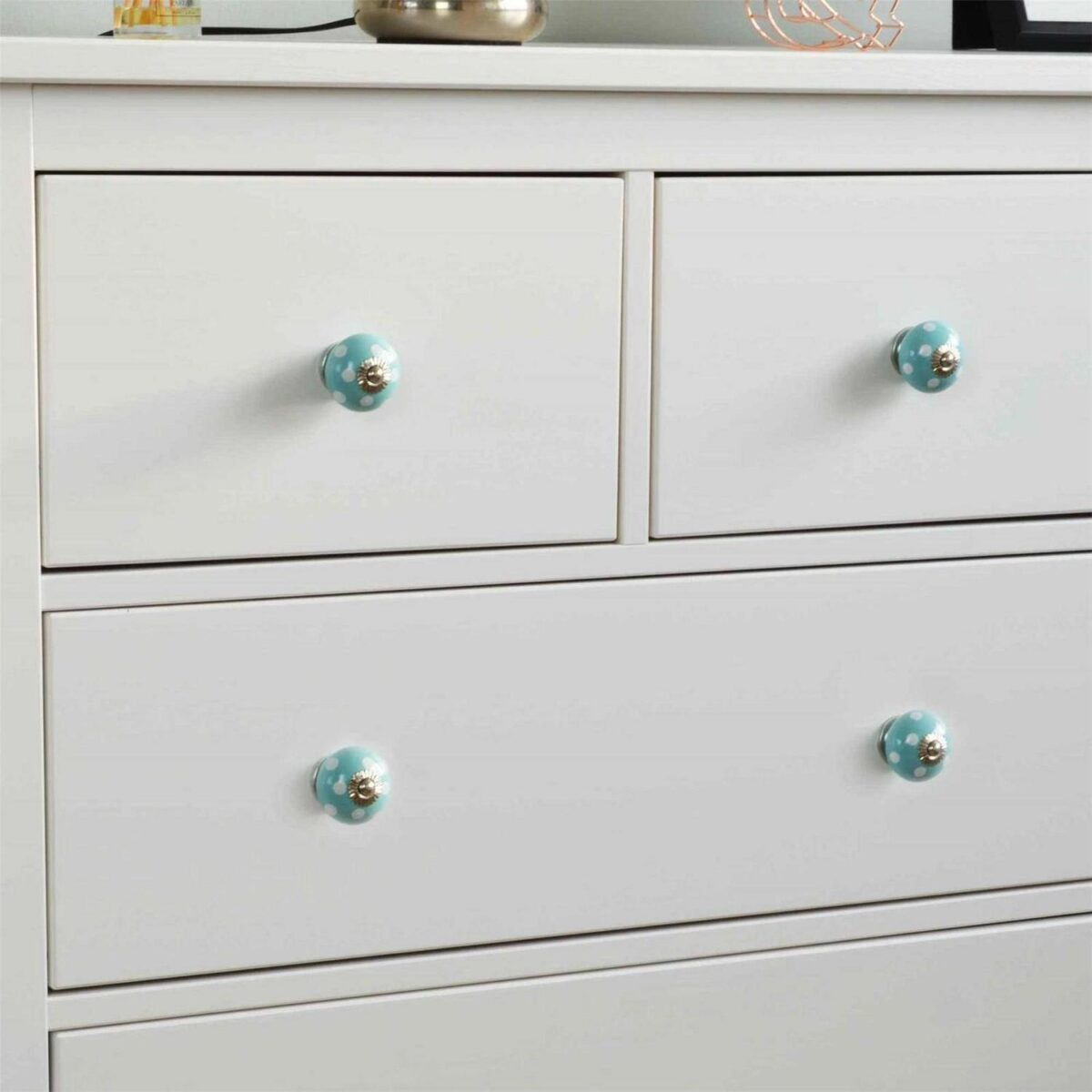 6x Round Ceramic Cabinet Knobs Cupboard Door Drawer Handles Turquoise Spot - Image 7