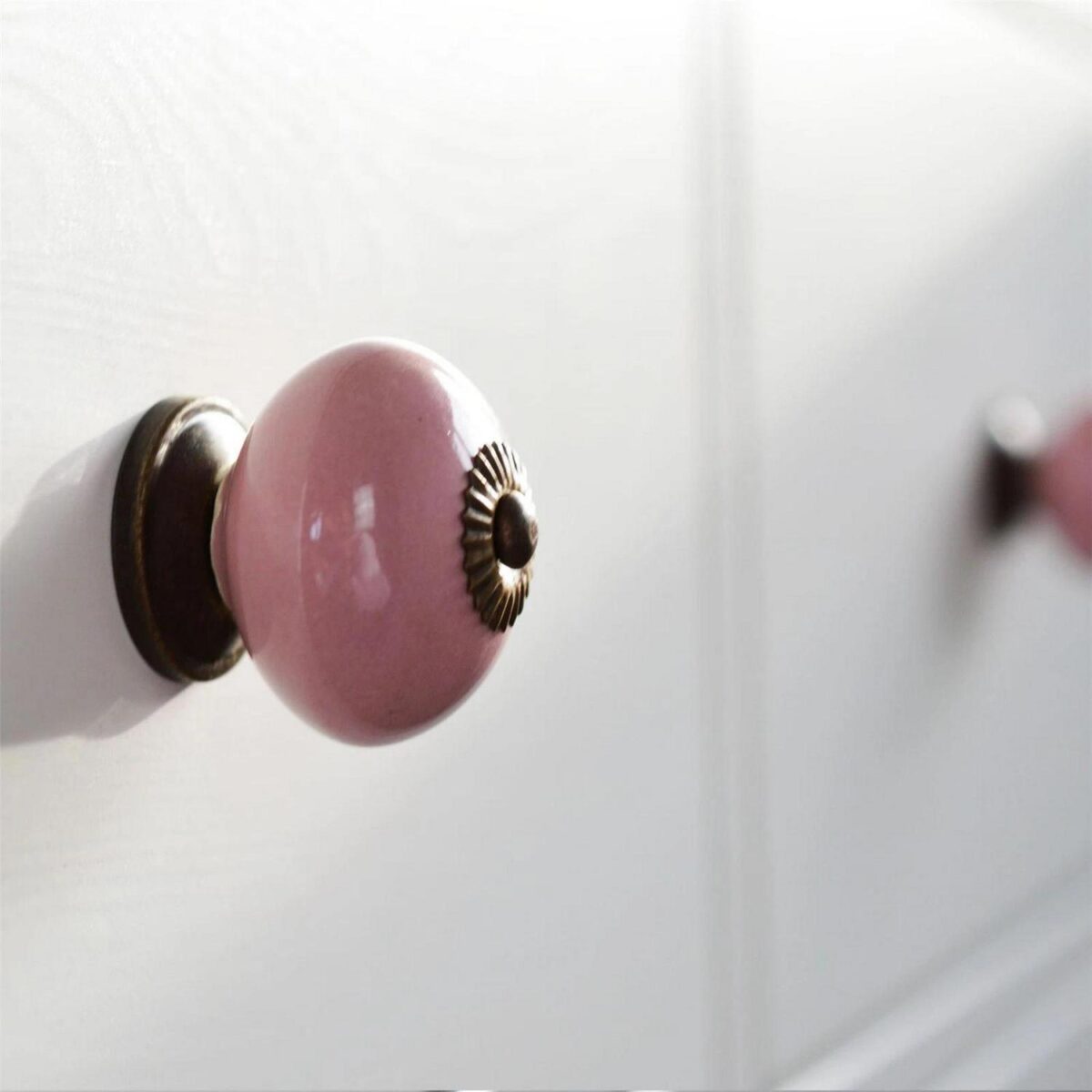 6x Round Ceramic Cabinet Knobs Vintage Cupboard Door Drawer Handles Pink - Image 6