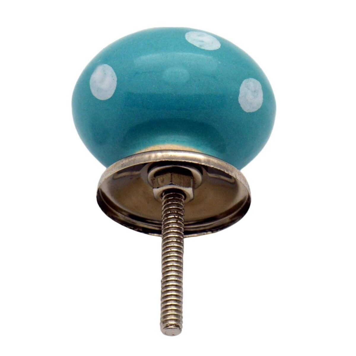 6x Round Ceramic Cabinet Knobs Cupboard Door Drawer Handles Turquoise Spot - Image 5