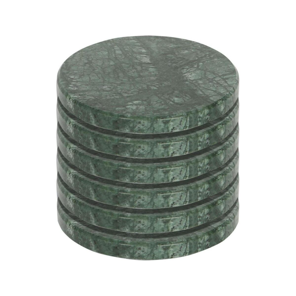 6x Round Marble Coasters 10cm Green Home Table Drink Tea Cup Mat Coaster Set - Image 1