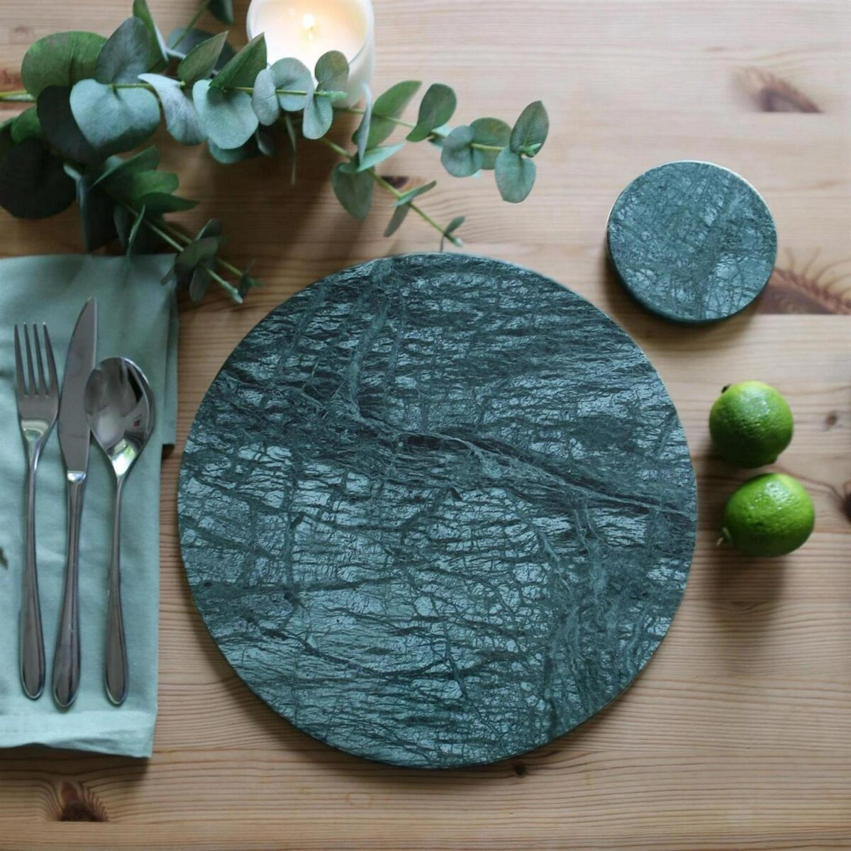 6x Round Marble Placemats 30cm Green Non-Slip Heat Resistant Dining Table Mat - Image 5
