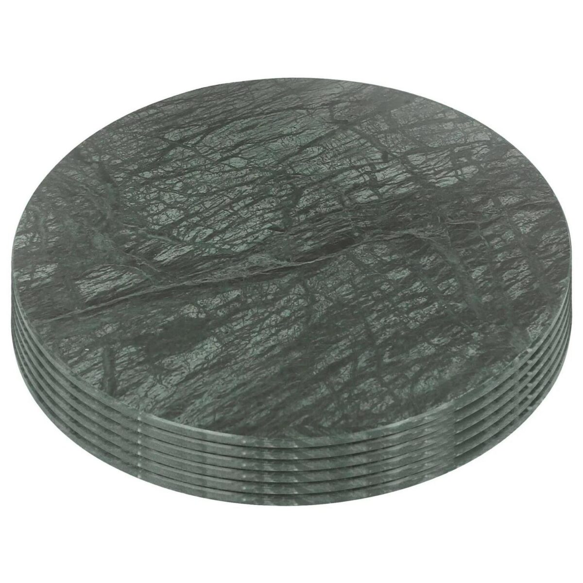 6x Round Marble Placemats 30cm Green Non-Slip Heat Resistant Dining Table Mat - Image 1