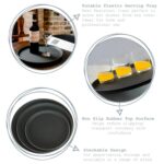 6x Round Non-Slip Serving Trays Rubber Barware Drinks Service 35cm Black - Image 2