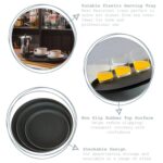 6x Round Non-Slip Serving Trays Rubber Barware Drinks Service 28cm Black - Image 2