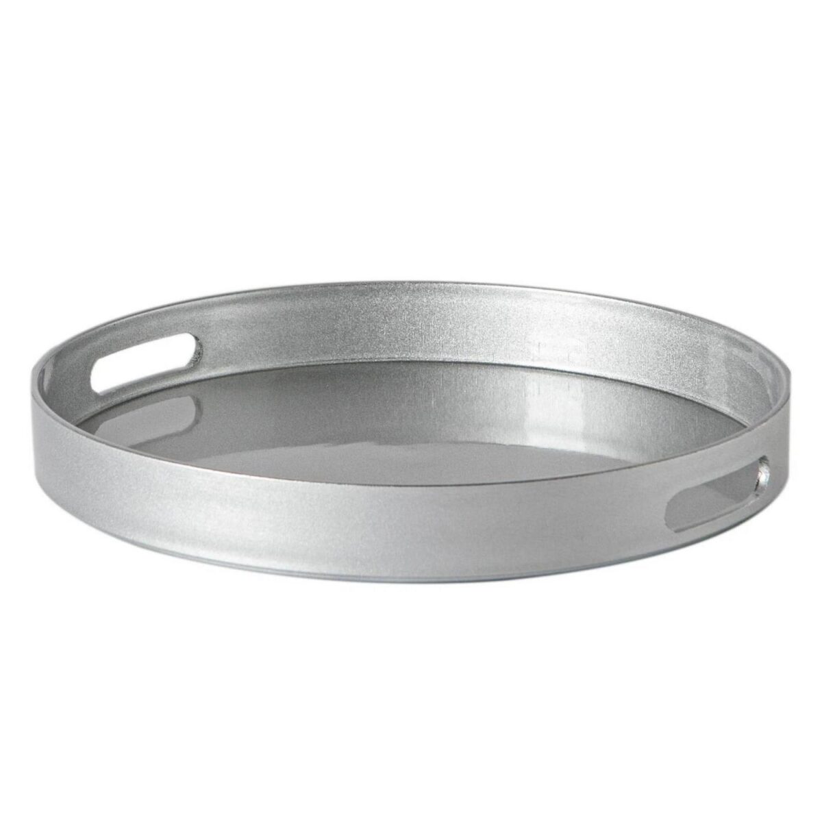 6x Round Serving Trays Wedding Party Dining Food Drinks Service 33cm Silver - Image 1