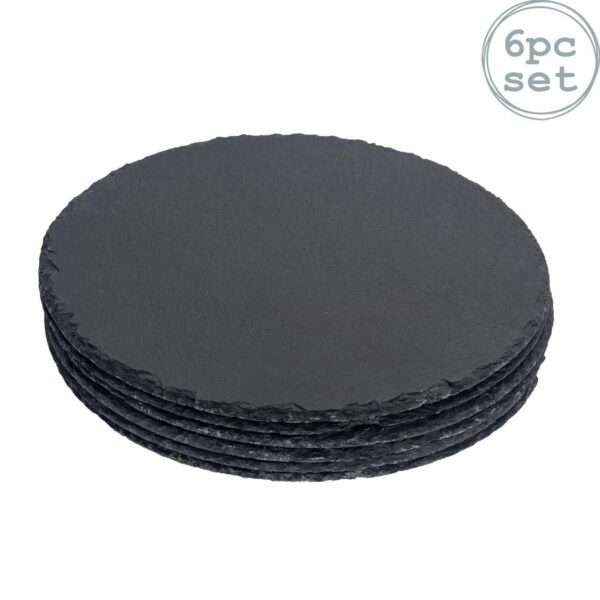 6x Round Slate Dinne bf9c953aef0cd38292073de956c8c699