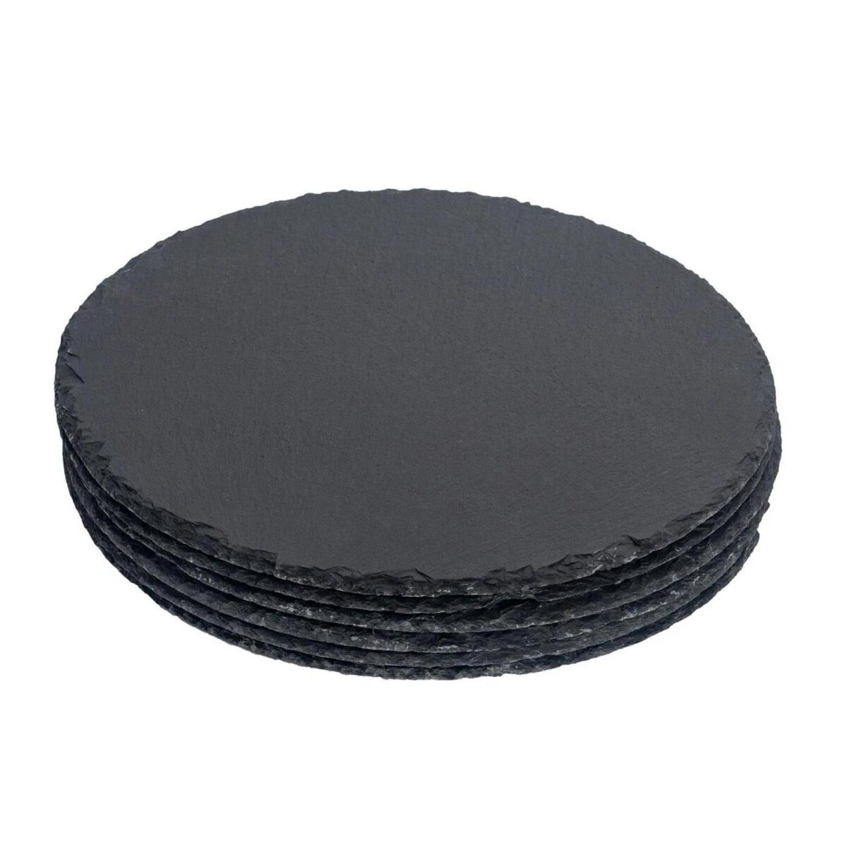 6x Round Slate Placemats Rustic Dining Table Place Setting 30cm Grey - Image 1