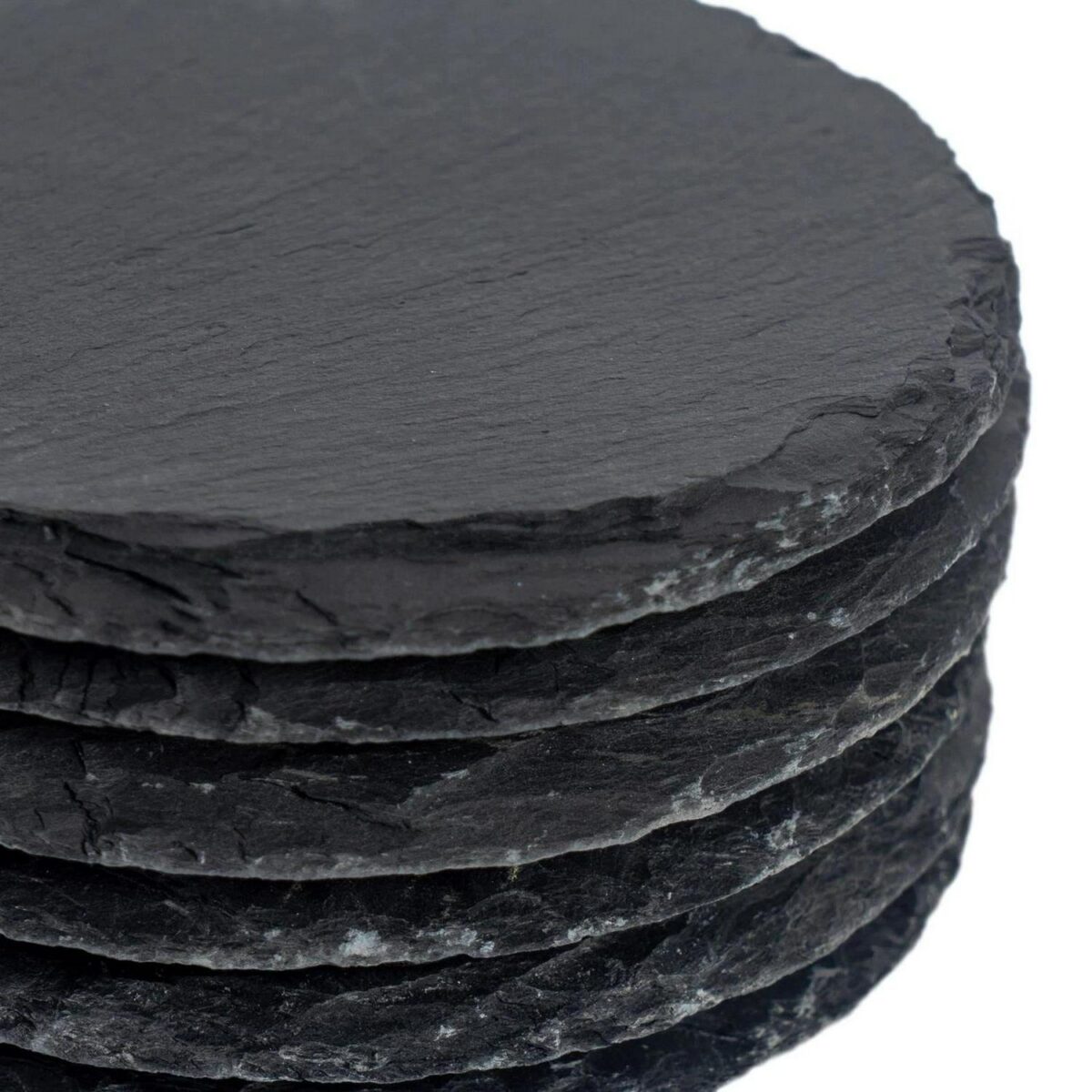 6x Round Slate Placemats Rustic Dining Table Place Setting 30cm Grey - Image 4