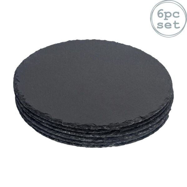 6x Round Slate Servi b2c5462ebee78950258538a89f1be168