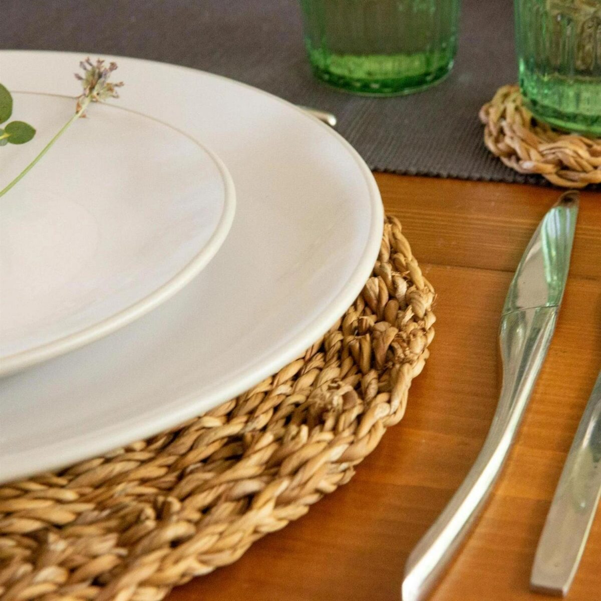 6x Round Woven Seagrass Placemats Rustic Dining Table Place Setting 30cm Brown - Image 7