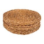 6x Round Woven Seagrass Placemats Rustic Dining Table Place Setting 30cm Brown