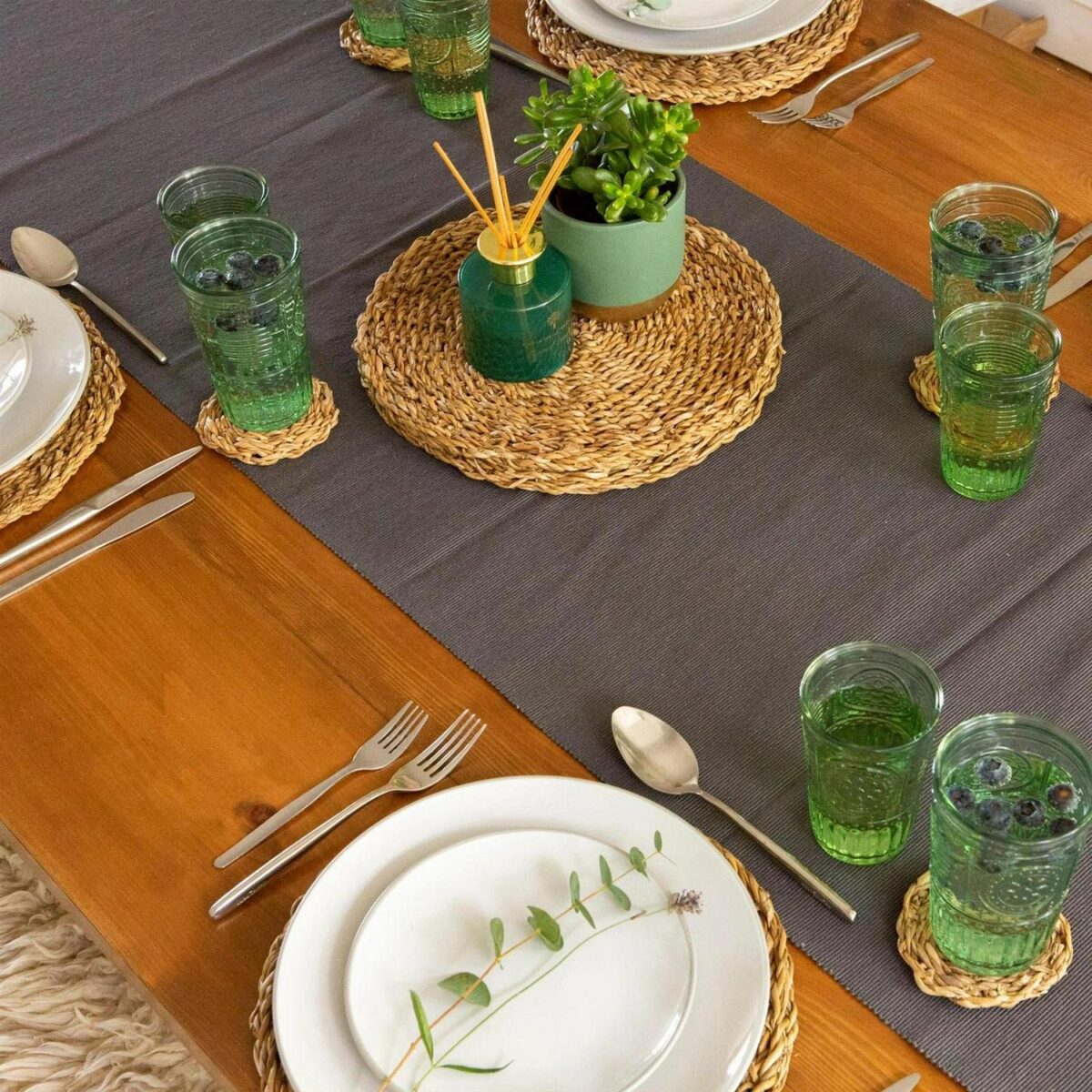 6x Round Woven Seagrass Placemats Rustic Dining Table Place Setting 30cm Brown - Image 6