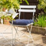 6x Square Garden Chair Seat Cushions Cotton Polyester Filled Outdoor Dining Navy - Image 6