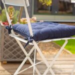 6x Square Garden Chair Seat Cushions Cotton Polyester Filled Outdoor Dining Navy - Image 7