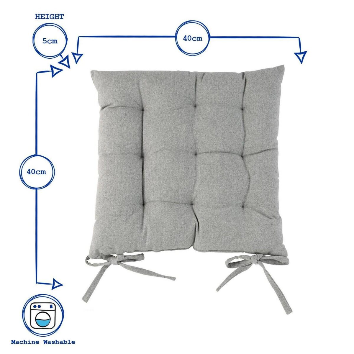 6x Square Garden Chair Seat Cushions Cotton Polyester Outdoor Dining Natural - Image 3