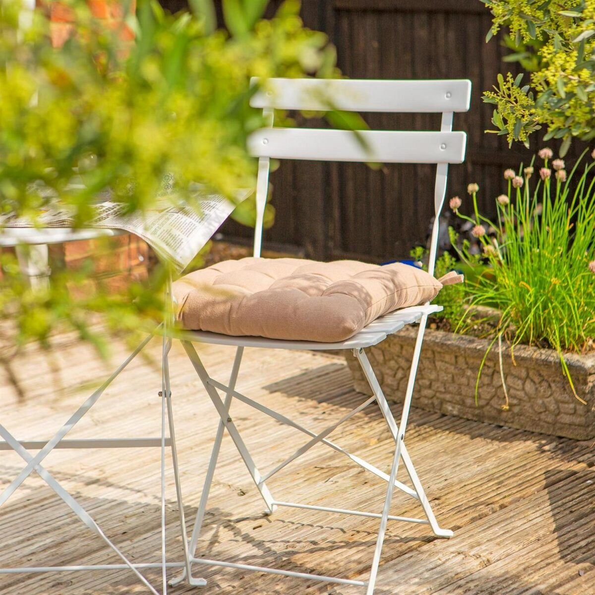 6x Square Garden Chair Seat Cushions Cotton Polyester Outdoor Dining Natural - Image 6