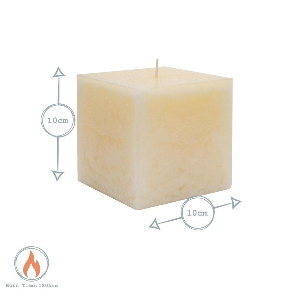 6x Square Vanilla Pillar Candles Large Scented Single Wick 3 Sizes Cream - Image 3