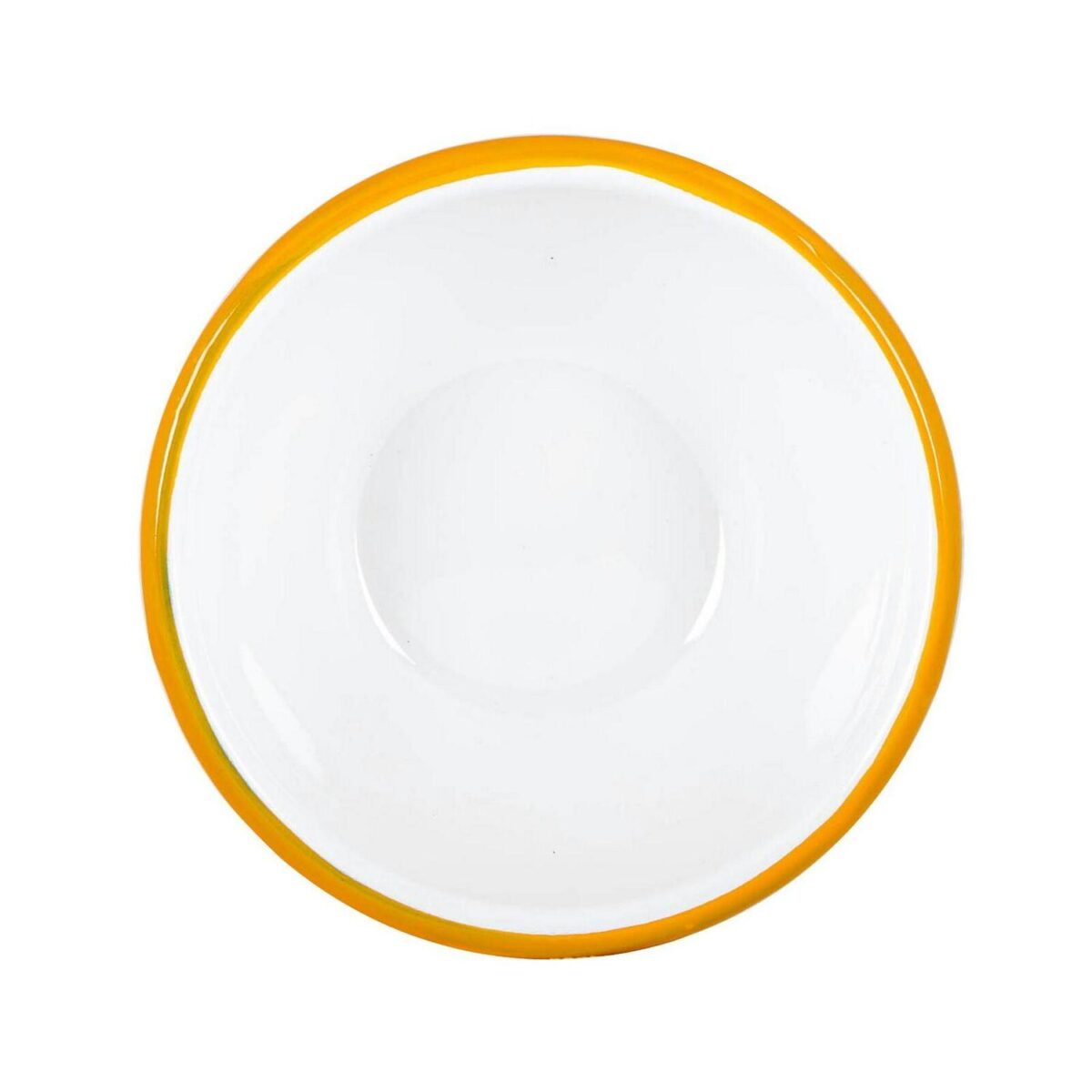 6x White Enamel Bowls Metal Outdoor Camping Food Dishes 16cm Yellow - Image 4