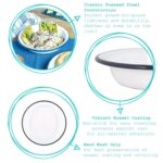 6x White Enamel Deep Bowls Metal Outdoor Camping Pie Oven Dishes 19cm Navy - Image 2