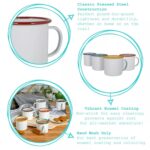6x White Enamel Mugs Metal Camping Tea Coffee Hot Drinks Cups Set 375ml Black - Image 2