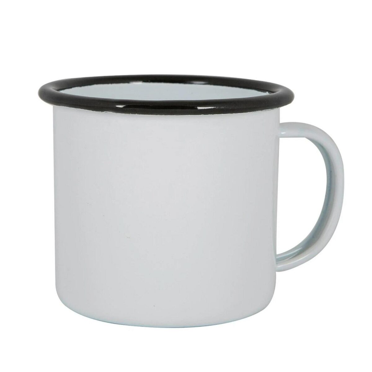 6x White Enamel Mugs Metal Camping Tea Coffee Hot Drinks Cups Set 375ml Black - Image 4