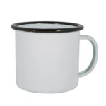 6x White Enamel Mugs Metal Camping Tea Coffee Hot Drinks Cups Set 375ml Black - Image 4