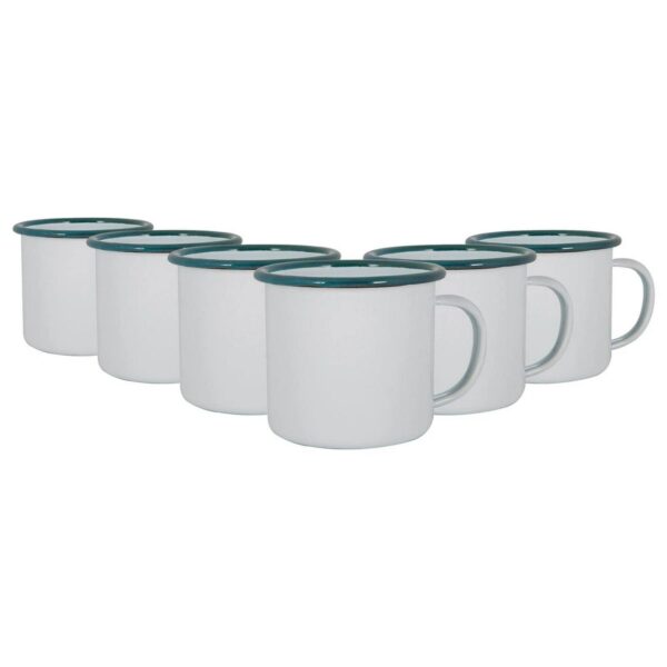 6x White Enamel Mugs d4053c9d7d560c52f9a30bbc4b9c881f