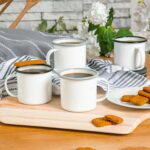 6x White Enamel Mugs Metal Camping Tea Coffee Hot Drinks Cups Set 375ml Black - Image 6
