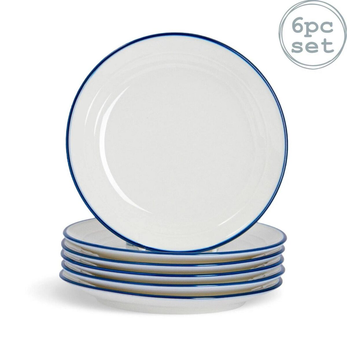 6x White Farmhouse Dessert Plates Rustic Country Cottage Dining Crockery 21cm - Image 1