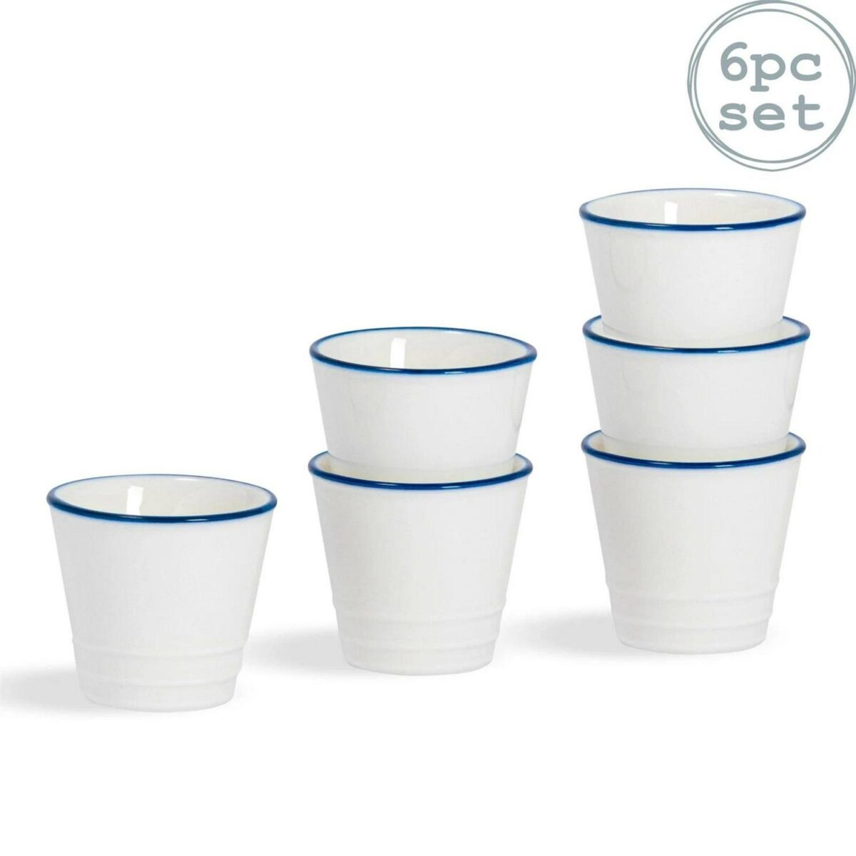 6x White Farmhouse Egg Cups Rustic Country Cottage Breakfast Crockery 5cm - Image 1