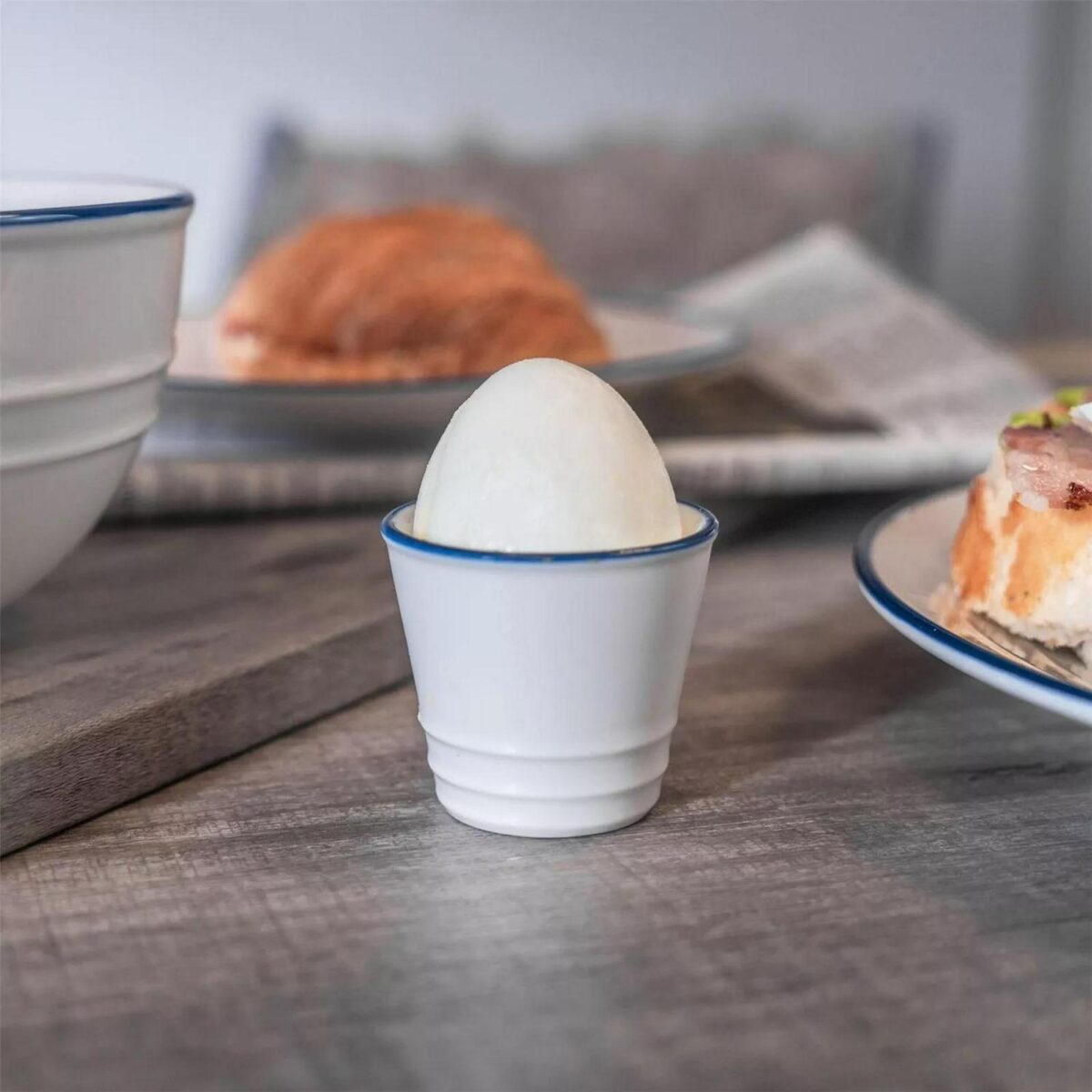6x White Farmhouse Egg Cups Rustic Country Cottage Breakfast Crockery 5cm - Image 2