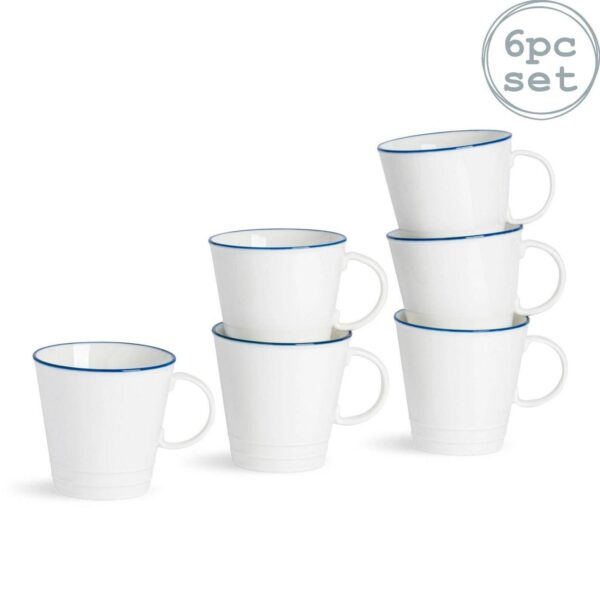 6x White Farmhouse Teacups Rustic Country Cottage Tea Coffee Cups 300ml