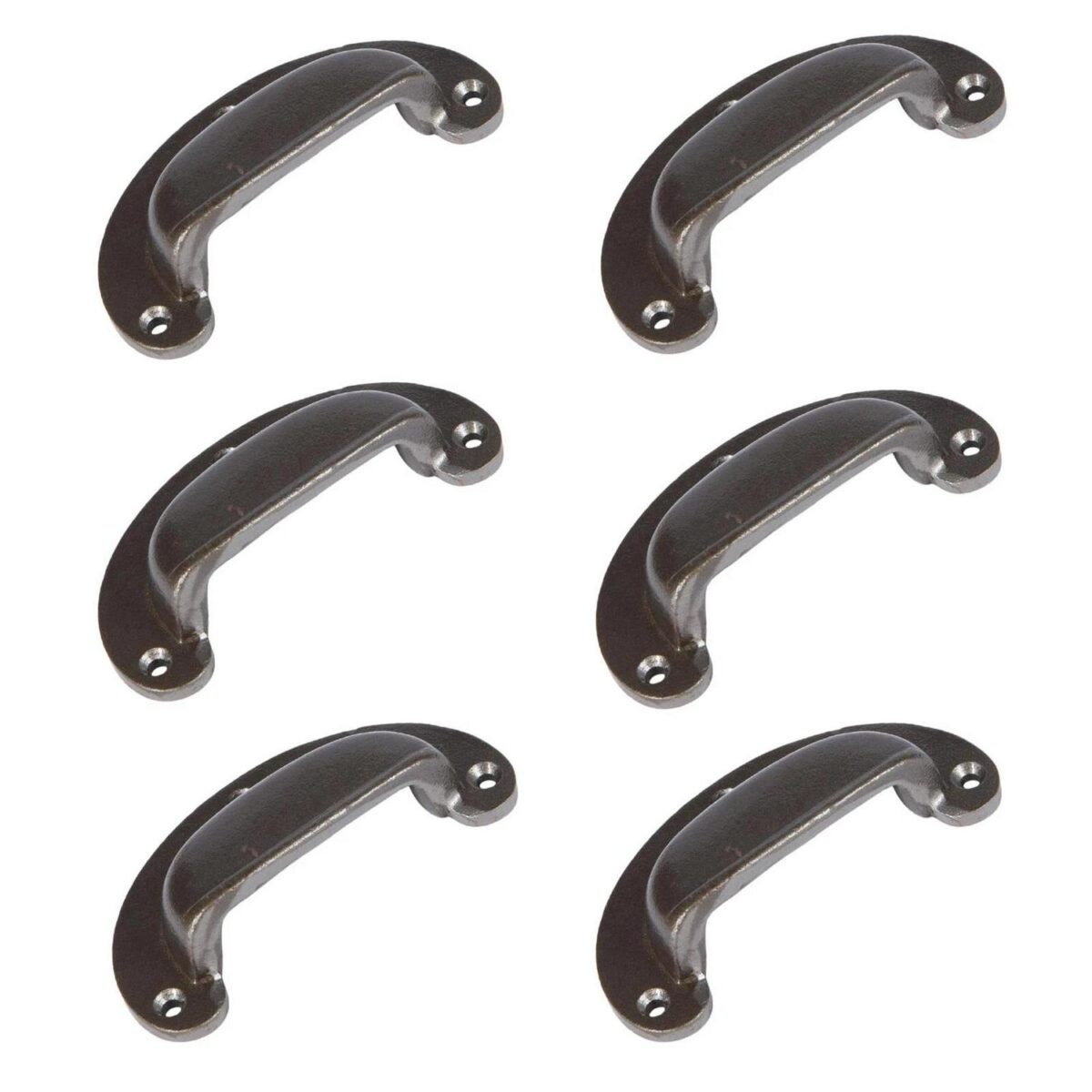6x Wide Lipped Cabinet Cup Handle Cast Iron Cupboard Handles 95mm x 40mm Raw - Image 1
