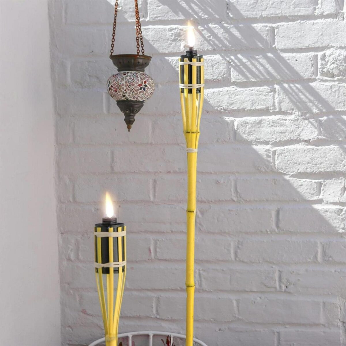 6x Yellow 113cm Bamboo Garden Fire Torches Outdoor Paraffin Oil Tiki Lantern - Image 7