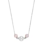 8-8.5mm White and 5.5-6mm Pink Cultured Freshwater Pearl Necklace, 14ct White Gold