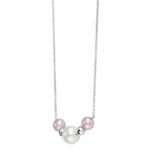 8-8.5mm White and 5.5-6mm Pink Cultured Freshwater Pearl Necklace, 14ct White Gold - Image 4
