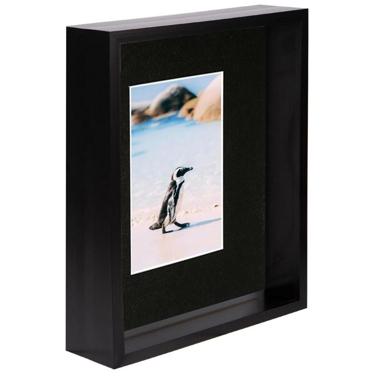 8  x 10  Black 3D Deep Box Photo Frame Black 4  x 6  Mount Craft Shadow Picture - Image 1