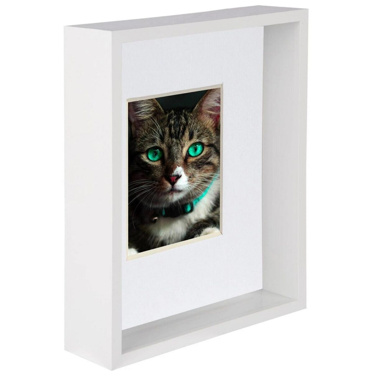 8  x 10  White 3D Deep Box Photo Frame White 4  x 6  Mount Craft Shadow Picture - Image 1