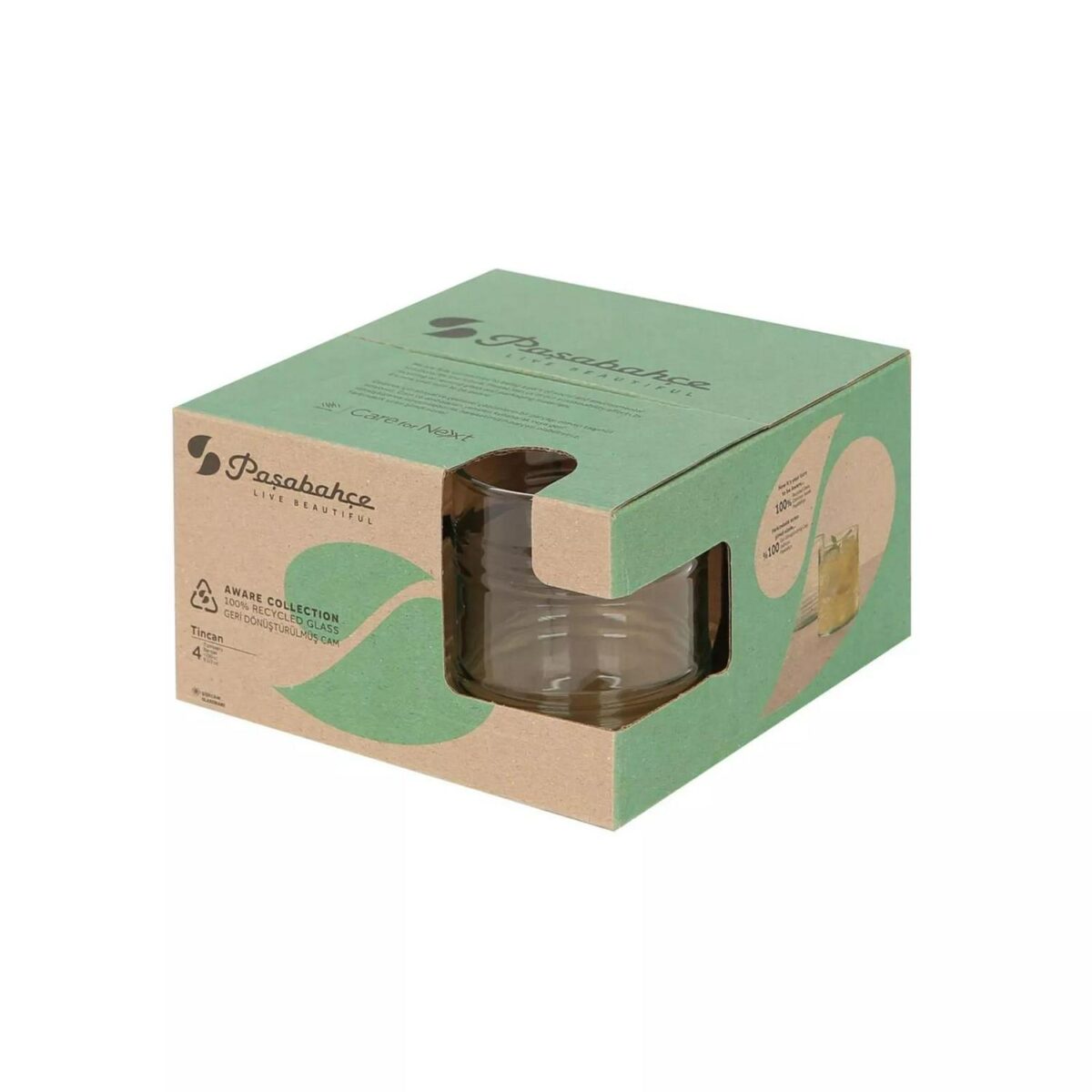 8x 280ml Aware Tincan Recycled Glass Tumblers Green Drinking Glasses Set - Image 5