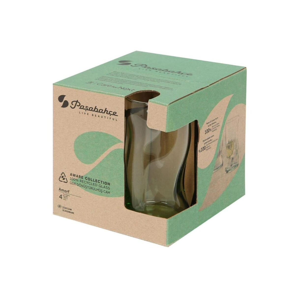 8x 400ml Aware Amorf Recycled Highball Glasses Green Water Tumblers Set - Image 4