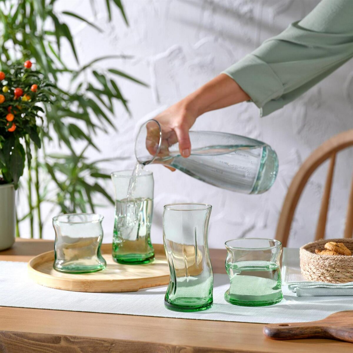 8x 400ml Aware Amorf Recycled Highball Glasses Green Water Tumblers Set - Image 6