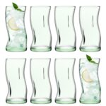 8x 400ml Aware Amorf Recycled Highball Glasses Green Water Tumblers Set